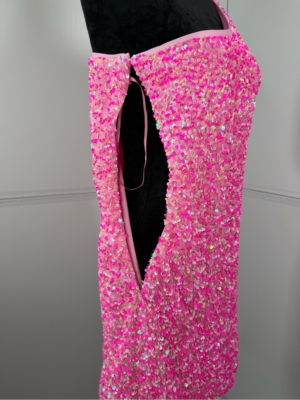 Lime Lush Hot Pink Sequin One Shoulder Mini Cocktail Dress Size Large - Picture 5 of 7